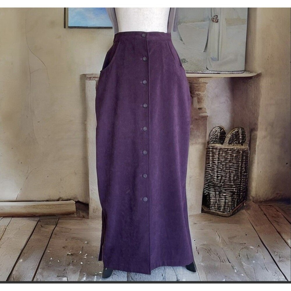 Vintage Purple Velvet Maxi Pencil Skirt With Pockets Size 10 Whimsy Goth